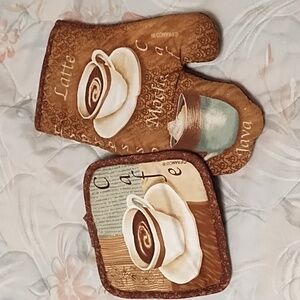 Franco Cafe Style Oven Mitt and Pot Holder Set